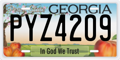 GA license plate PYZ4209