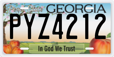 GA license plate PYZ4212