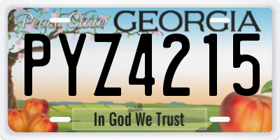 GA license plate PYZ4215