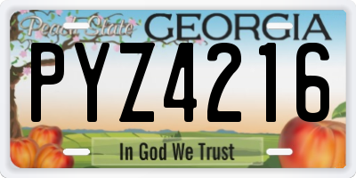 GA license plate PYZ4216