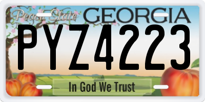 GA license plate PYZ4223