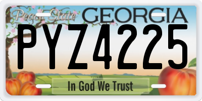 GA license plate PYZ4225