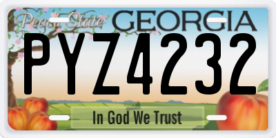 GA license plate PYZ4232