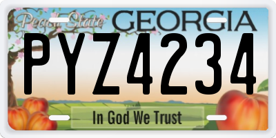 GA license plate PYZ4234