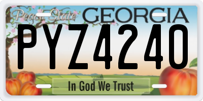 GA license plate PYZ4240