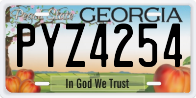 GA license plate PYZ4254