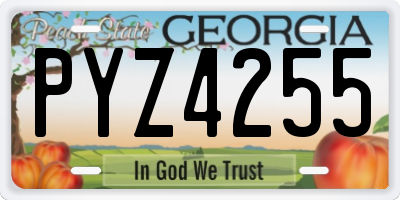 GA license plate PYZ4255