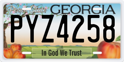 GA license plate PYZ4258