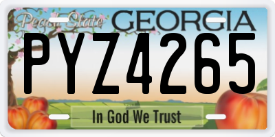 GA license plate PYZ4265