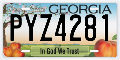 GA license plate PYZ4281
