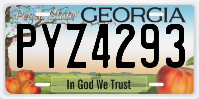 GA license plate PYZ4293