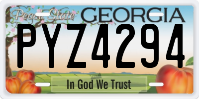 GA license plate PYZ4294