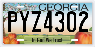 GA license plate PYZ4302