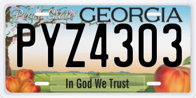 GA license plate PYZ4303