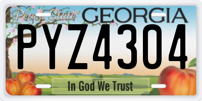 GA license plate PYZ4304