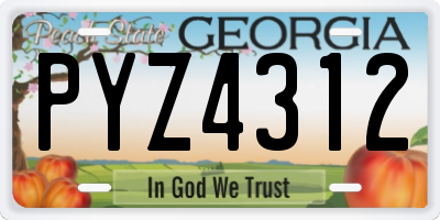 GA license plate PYZ4312