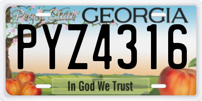 GA license plate PYZ4316
