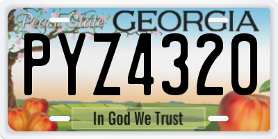 GA license plate PYZ4320