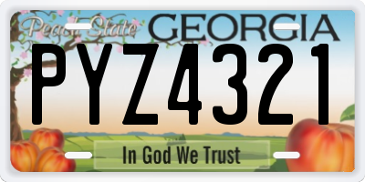GA license plate PYZ4321