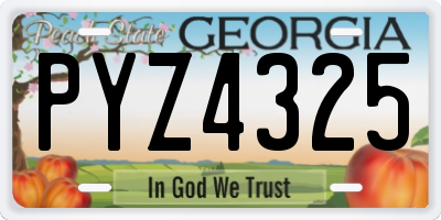 GA license plate PYZ4325