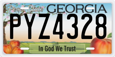 GA license plate PYZ4328