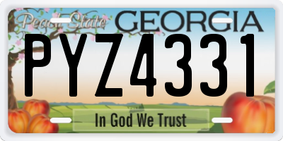 GA license plate PYZ4331
