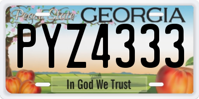 GA license plate PYZ4333