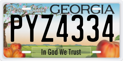 GA license plate PYZ4334
