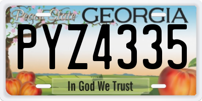 GA license plate PYZ4335