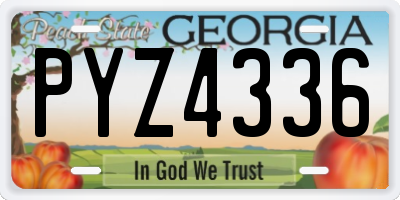 GA license plate PYZ4336