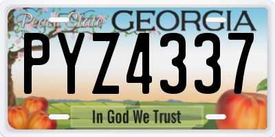 GA license plate PYZ4337