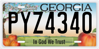 GA license plate PYZ4340