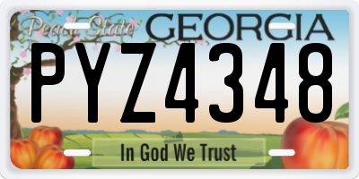 GA license plate PYZ4348