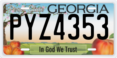 GA license plate PYZ4353