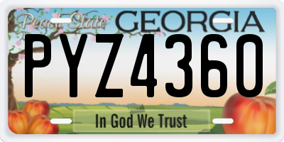 GA license plate PYZ4360