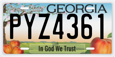 GA license plate PYZ4361