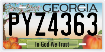 GA license plate PYZ4363