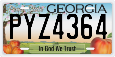 GA license plate PYZ4364
