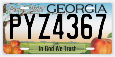 GA license plate PYZ4367