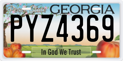 GA license plate PYZ4369
