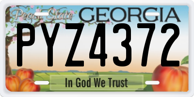 GA license plate PYZ4372