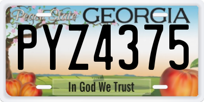 GA license plate PYZ4375