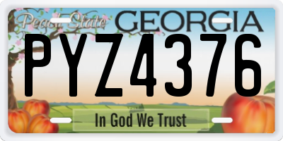 GA license plate PYZ4376