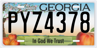 GA license plate PYZ4378