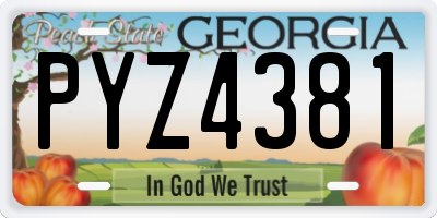 GA license plate PYZ4381