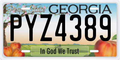 GA license plate PYZ4389