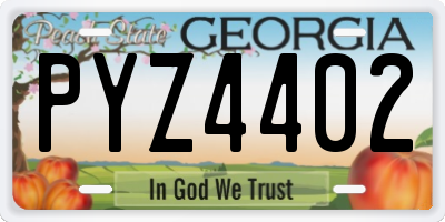GA license plate PYZ4402