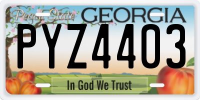 GA license plate PYZ4403
