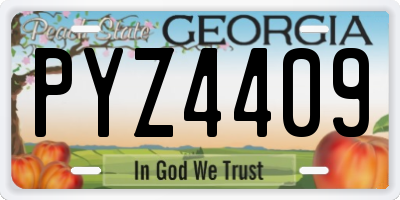 GA license plate PYZ4409