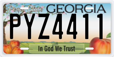 GA license plate PYZ4411